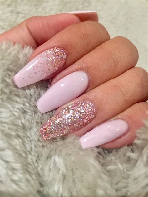 acrylic nails pink and gold